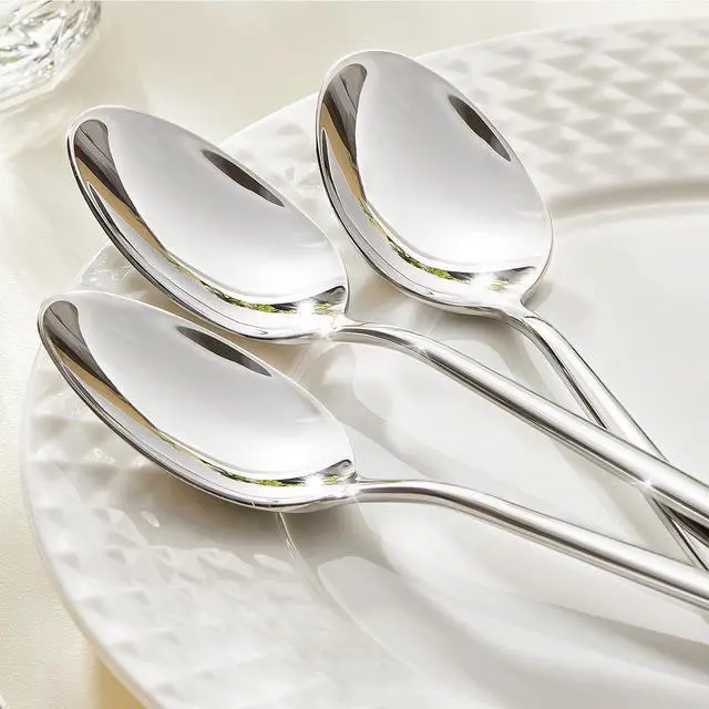 Alt view image 4 of 7 - KINGSTONE 24-Piece Dinner Spoon Set, 8.2" Premium 18/10 Stainless Steel | Tablespoons Silverware, Food Grade Serving Spoons for Home and Kitchen, Restaurant Wedding, Mirror Finish & Dishwasher Safe