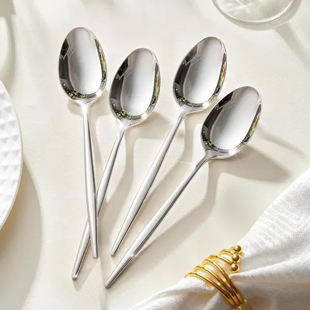 Alt view image 3 of 7 - KINGSTONE 24-Piece Dinner Spoon Set, 8.2" Premium 18/10 Stainless Steel | Tablespoons Silverware, Food Grade Serving Spoons for Home and Kitchen, Restaurant Wedding, Mirror Finish & Dishwasher Safe