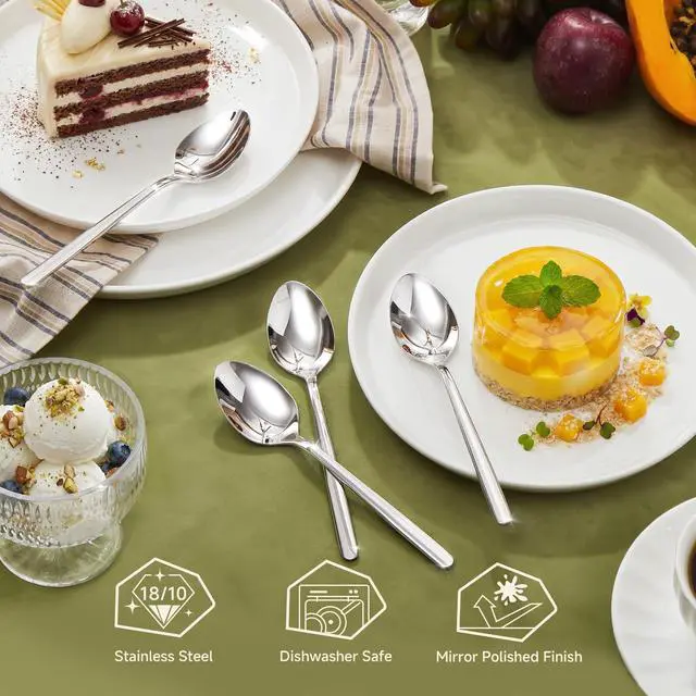 Alt view image 7 of 7 - 24-Piece Teaspoons Set, 6.9-Inch 18/10 Stainless Steel Small Dessert Spoons | Silverware, Mirror Finish, Dishwasher Safe, Ideal for Tea, Coffee, Dessert, Yogurt, Home Kitchen & Hotel Restaurant
