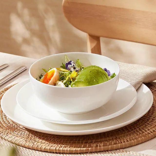 Alt view image 4 of 7 - KINGSTONE 6 Pack Bone China Bowl Set, 28.5 oz Soup and Cereal Bowls, White | Lightweight & Durable Dinner Bowls for Salad Dessert Pasta Cereal Soup Rice Oatmeal, Microwave & Dishwasher Safe