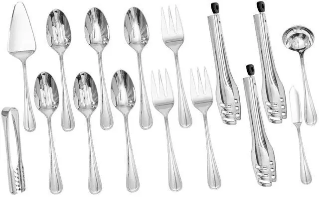 Main image of 16-Piece Teardrop Serving Utensils Set, 18/10 Stainless Steel Utensils | Serving Utensils, Includes Serving Spoons, Forks & Tongs, Dishwasher Safe, Buffet, Catering, Wedding