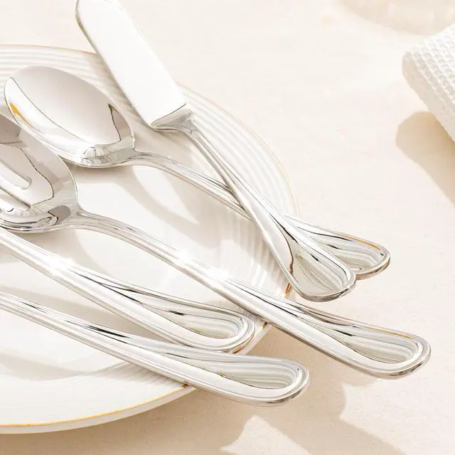 Alt view image 6 of 7 - 16-Piece Teardrop Serving Utensils Set, 18/10 Stainless Steel Utensils | Serving Utensils, Includes Serving Spoons, Forks & Tongs, Dishwasher Safe, Buffet, Catering, Wedding