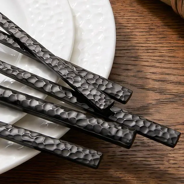 Alt view image 3 of 7 - 60Piece Black Silverware Set,18/10 Stainless Steel Hammered Flatware for 12 | KINGSTONE Flatware set Includes Fork Spoon Knives, Cutlery Utensil Set for Party,Wedding, Mirror Polished Dishwasher Safe