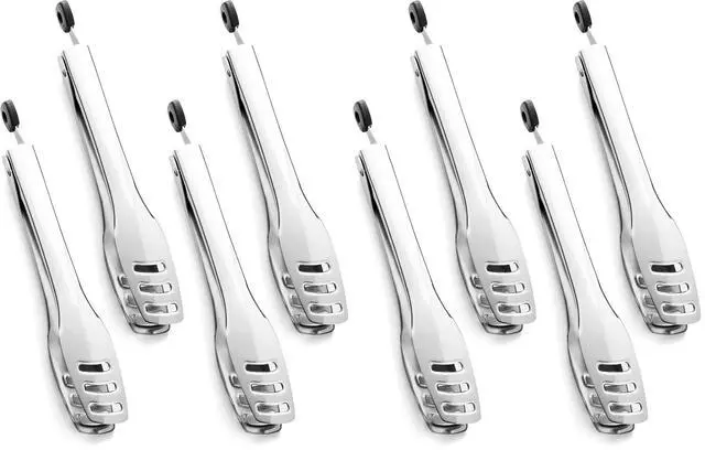 Main image of KINGSTONE Serving Tongs 4 Piece,18/10 Stainless Steel 10.62inch Kitchen Tongs For Serving Food,Buffet, Wedding, Party Catering, Food Salad/Cake/Bread, BBQ with Locking (Pack of 2)