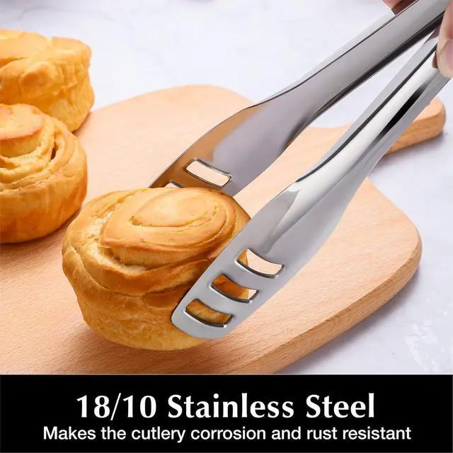 Alt view image 2 of 5 - KINGSTONE Serving Tongs 4 Piece,18/10 Stainless Steel 10.62inch Kitchen Tongs For Serving Food,Buffet, Wedding, Party Catering, Food Salad/Cake/Bread, BBQ with Locking (Pack of 2)