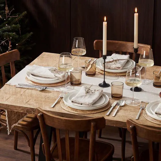 Alt view image 5 of 7 - KINGSTONE 14 x 120 Inches Frayed Edge Table Runner, 270G Heavyweight Sand Washed Slub Texture Cotton Linen for Modern Farmhouse, Rustic Home Decorations Dining Room Wedding Boho Decor, Natural
