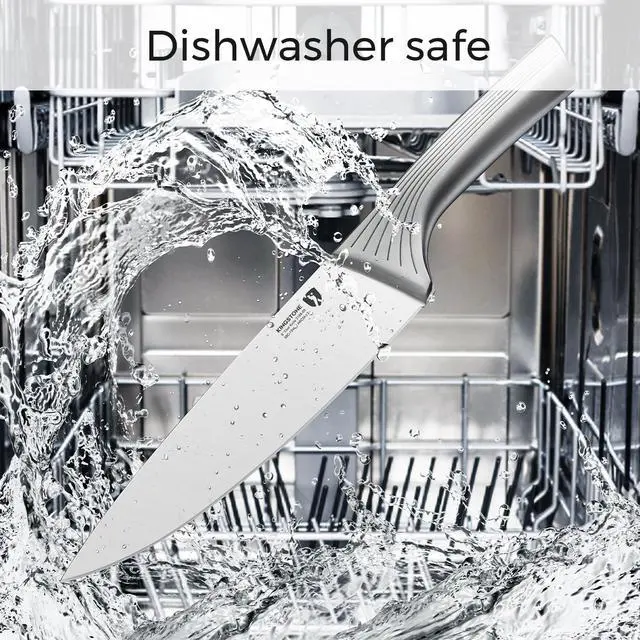 Alt view image 6 of 7 - KINGSTONE Kitchen Knife Set with Block, 14 Pcs German Stainless Steel Knife Set with Built-in Sharpener, Dishwasher Safe Knife Block Set(natural, 14pcs)