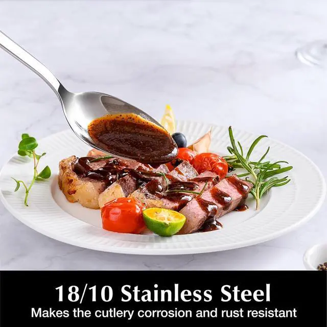 Alt view image 2 of 6 - KINGSTONE Large Hostess Serving Utensils 4 Piece Set, 18/10 Stainless Steel Heavy Duty 9.84inch Spoons for Buffet, Wedding, Party, Catering, Dishwasher Safe (Pack of 4)