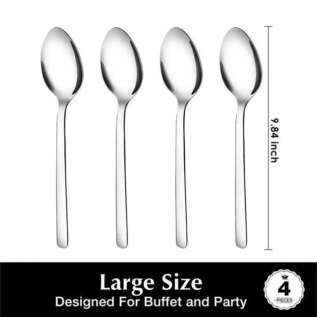 Alt view image 3 of 6 - KINGSTONE Large Hostess Serving Utensils 4 Piece Set, 18/10 Stainless Steel Heavy Duty 9.84inch Spoons for Buffet, Wedding, Party, Catering, Dishwasher Safe (Pack of 4)