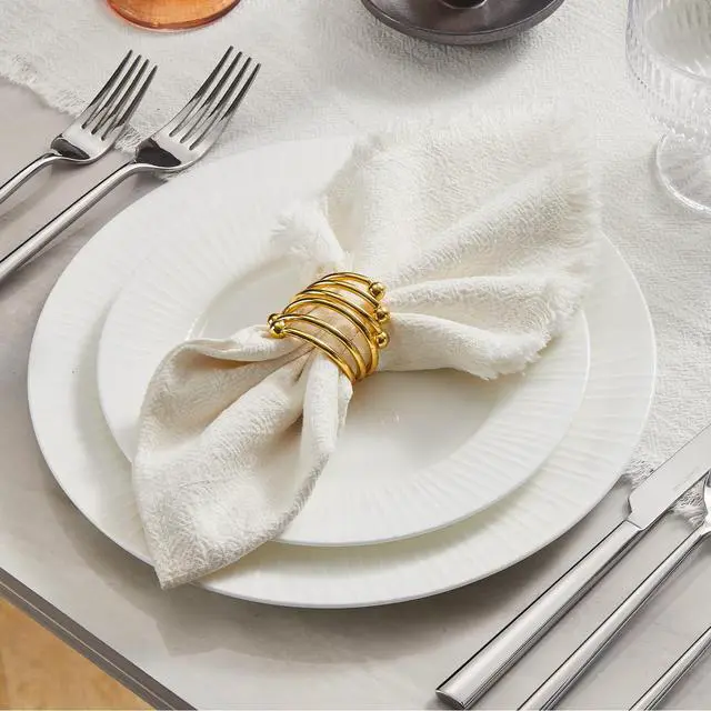 Alt view image 2 of 7 - KINGSTONE Cloth Napkins Set of 6, 18x18 Inches 270G Heavyweight Cotton Linen Napkins, Sand Washed Soft Dinner Napkins for Modern Farmhouse, Rustic Boho Table Decor Slub Texture, White