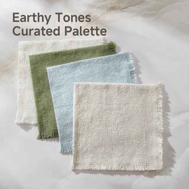 Alt view image 5 of 7 - KINGSTONE Cloth Napkins Set of 6, 18x18 Inches 270G Heavyweight Cotton Linen Napkins, Sand Washed Soft Dinner Napkins for Modern Farmhouse, Rustic Boho Table Decor Slub Texture, White