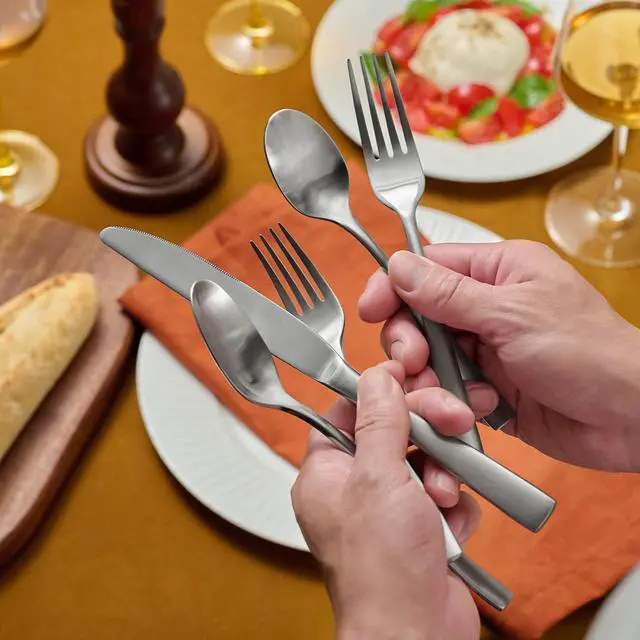 Alt view image 7 of 7 - KINGSTONE 30-Piece Flatware Set for 6, Matte Stainless Steel Utensil Set with Forks, Knives, Spoons, Dishwasher Safe, Rust Resistant Silverware Set for HomeWeddingKitchen and Daily Life