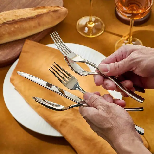 Alt view image 7 of 7 - KINGSTONE Flatware Set for 6, 30-Piece Stainless Steel Utensil Set with Forks, Knives, Spoons, Dishwasher Safe Silverware Set for Home, Wedding, Kitchen and Daily Life Rust-proof
