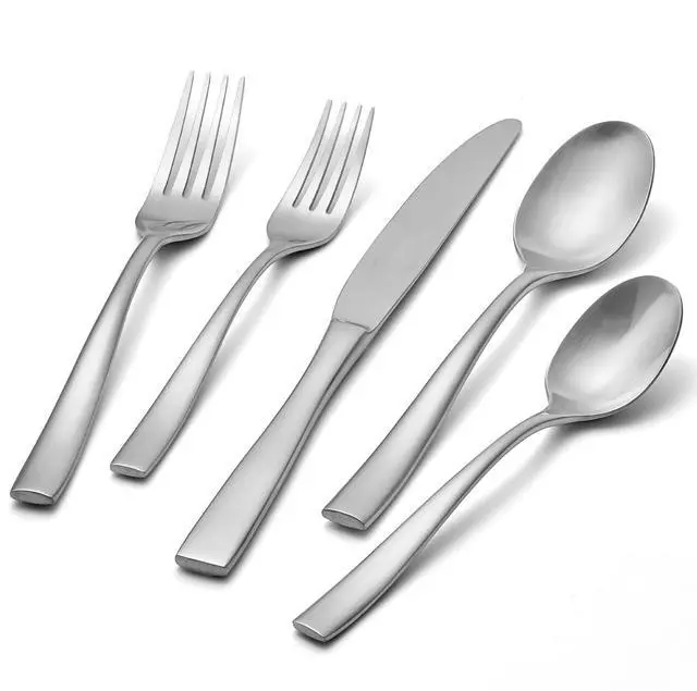 Main image of KINGSTONE 60-Piece Flatware Set for 12, Matte Stainless Steel Utensil Set with Forks, Knives, Spoons, Dishwasher Safe, Rust Resistant Silverware Set for HomeWeddingKitchen and Daily Life