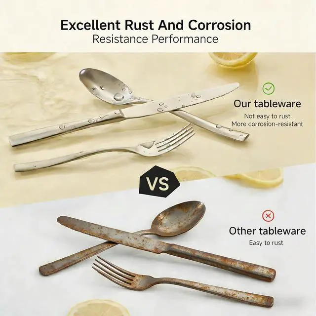 Alt view image 3 of 7 - KINGSTONE 60-Piece Flatware Set for 12, Matte Stainless Steel Utensil Set with Forks, Knives, Spoons, Dishwasher Safe, Rust Resistant Silverware Set for HomeWeddingKitchen and Daily Life