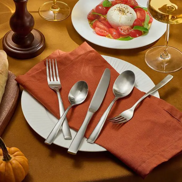 Alt view image 7 of 7 - KINGSTONE 60-Piece Flatware Set for 12, Matte Stainless Steel Utensil Set with Forks, Knives, Spoons, Dishwasher Safe, Rust Resistant Silverware Set for HomeWeddingKitchen and Daily Life