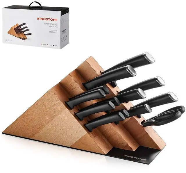 Main image of KINGSTONE 14-Piece Kitchen Knife Set with Block, High-Carbon Stainless Steel Knives Set, Ergonomic Non-Slip Handle, Professional Knife Set for Kitchen for Home Cooking & Gifting, Natural