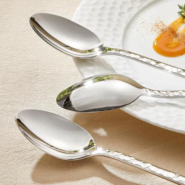 Alt view image 7 of 7 - KINGSTONE 8.09" Hammered Dinner Spoons Set, 24-Piece 18/10 Stainless Steel | Tablespoons, Food Grade Silverware Spoons for Home, Kitchen or Restaurant, Dishwasher Safe (Larger than Teaspoons)