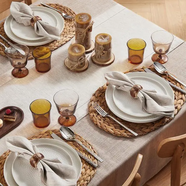 Alt view image 3 of 7 - KINGSTONE 100% Pure French Linen Table Runner 108 Inches Long, Natural Hemstitch Tablecloth with Mitered Corners, Crease-Free Scroll Packaging, 14x108 for Easter, Mother's Day, Farmhouse Decor