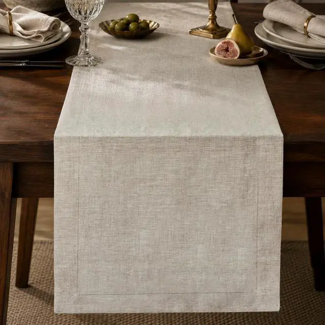 Main image of KINGSTONE 100% French Linen Table Runner 108", 210GSM Heavyweight Artisanry, Crease-Free Scroll Packaging, 14x108 for Dinning, Wedding and Side Table, Modern Farmhouse Decor