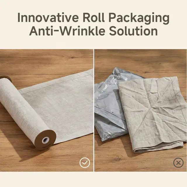 Alt view image 5 of 7 - KINGSTONE 100% French Linen Table Runner 108", 210GSM Heavyweight Artisanry, Crease-Free Scroll Packaging, 14x108 for Dinning, Wedding and Side Table, Modern Farmhouse Decor