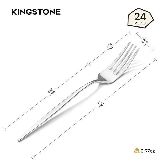 Alt view image 2 of 7 - KINGSTONE 24-Piece Salad Fork Set,18/10 Stainless Steel Dessert Forks | Mirror Polished,Dishwasher Safe,7-inch,for Home Kitchen,Weddings,Restaurant and Gift