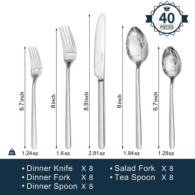 Alt view image 3 of 7 - KINGSTONE 24pc Bone China Dinnerware Set with 40pc Flatware, White, for 8 | Lightweight, Durable & Scratch Resistant Porcelain | Microwave/Dishwasher Safe Cutlery Included | For Dining & Gifting