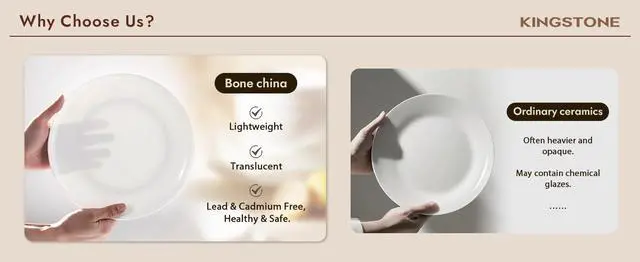 Alt view image 6 of 7 - KINGSTONE 24pc Bone China Dinnerware Set with 40pc Flatware, White, for 8 | Lightweight, Durable & Scratch Resistant Porcelain | Microwave/Dishwasher Safe Cutlery Included | For Dining & Gifting