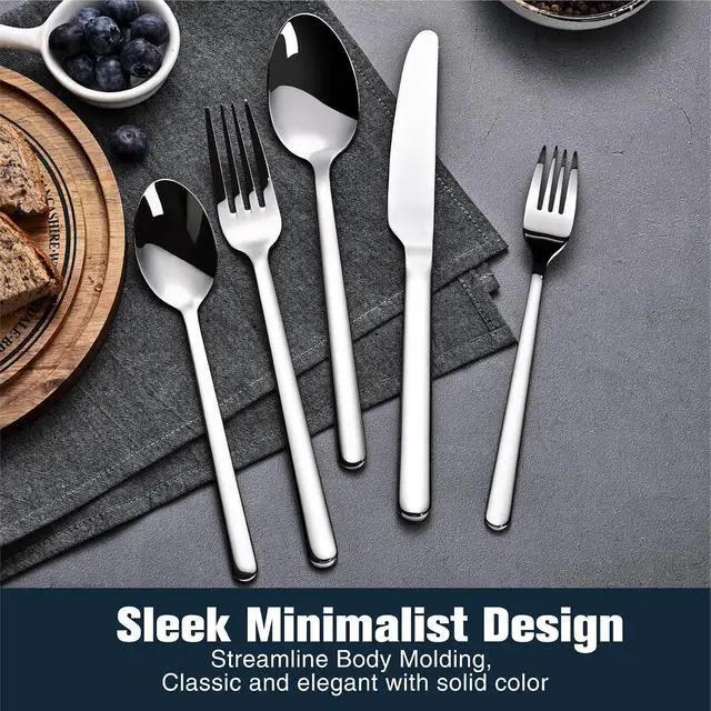 Alt view image 5 of 7 - 30-Piece Forged Silverware Set for 6, 18/10 Stainless Steel Mirror Finish | Flatware Set, Carved Thick Handles, Smooth Edges, Dishwasher Safe, Heavy Duty, for Home Kitchen, Wedding & Housewarming
