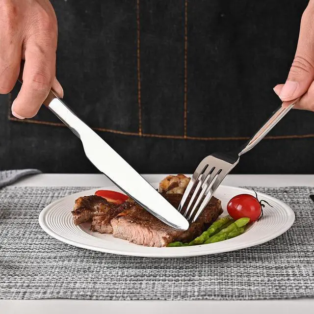 Alt view image 6 of 7 - 30-Piece Forged Silverware Set for 6, 18/10 Stainless Steel Mirror Finish | Flatware Set, Carved Thick Handles, Smooth Edges, Dishwasher Safe, Heavy Duty, for Home Kitchen, Wedding & Housewarming