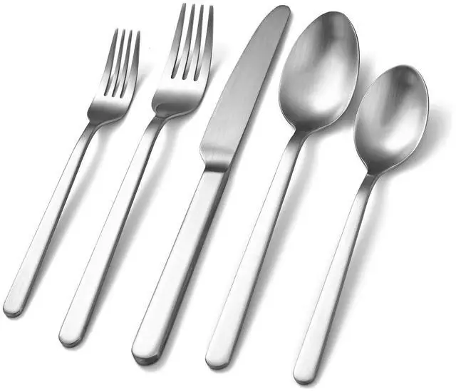 Main image of Matte Silver 30-Piece Forged Flatware Set for 4, 18/10 Stainless Steel | Flatware Set, Satin Finish, Carved Thick Handles, Smooth Edges, Dishwasher Safe, for Home, Wedding & Housewarming