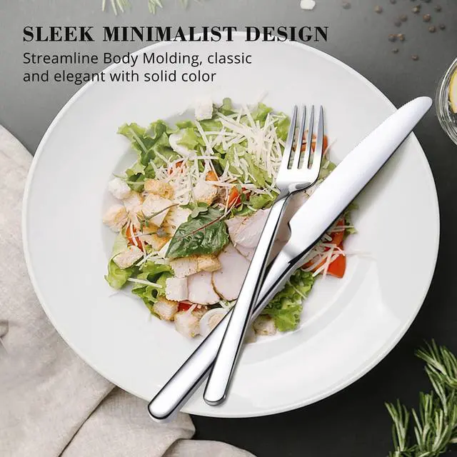 Alt view image 4 of 7 - KINGSTONE Silverware Set for 12 with Serving Utensil, 18/10 Stainless Steel Flatware Cutlery | Heavy Duty Steak Knife Fork and Spoon, Dishwasher Safe, Gift Package for Wedding Housewarming