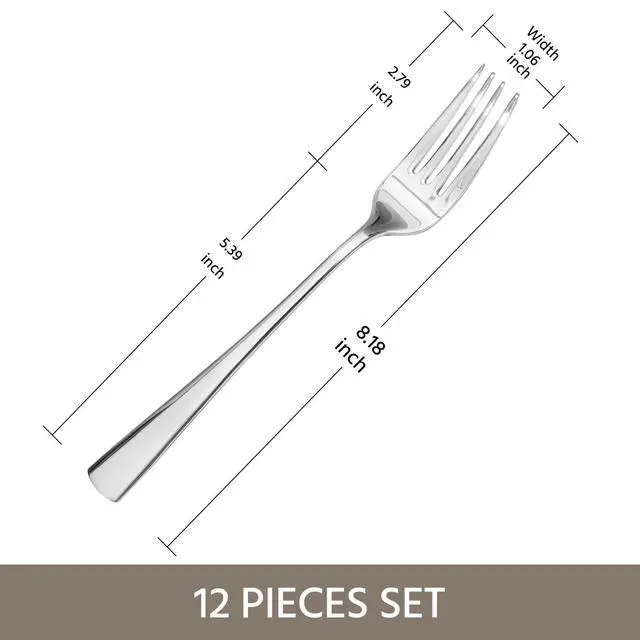 Alt view image 2 of 7 - KINGSTONE 24 Pieces Spoons and Forks Set, 18/10 Stainless Steel Flatware Cutlery Set, 12 Forks (8.18 inch) and 12 Spoons (8.18 inch), Mirror Polished Silverware for Home, Kitchen, Restaurant, Dishwash