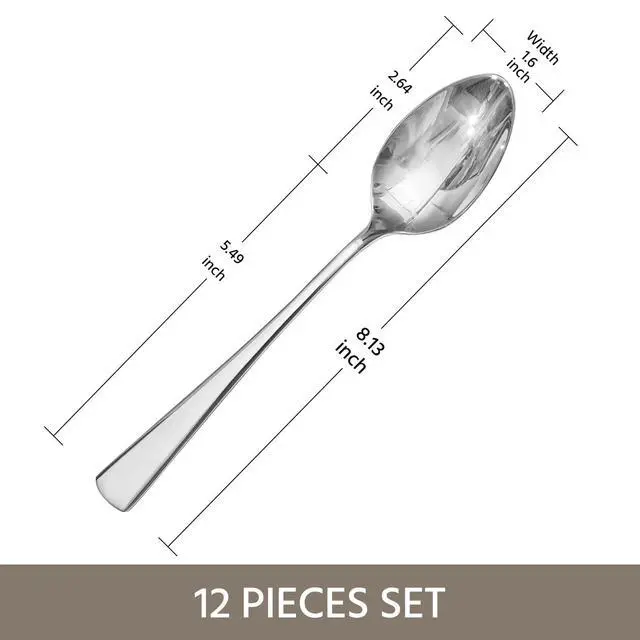 Alt view image 3 of 7 - KINGSTONE 24 Pieces Spoons and Forks Set, 18/10 Stainless Steel Flatware Cutlery Set, 12 Forks (8.18 inch) and 12 Spoons (8.18 inch), Mirror Polished Silverware for Home, Kitchen, Restaurant, Dishwash