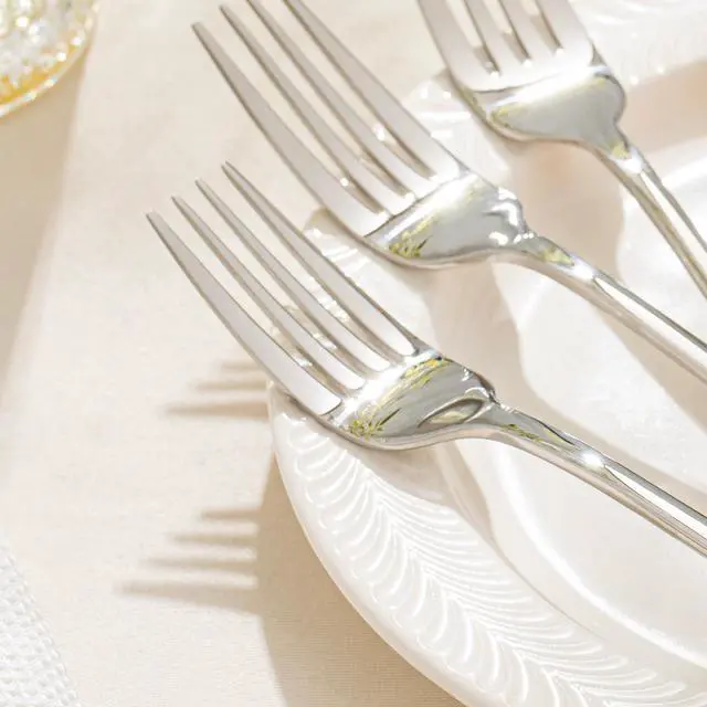 Alt view image 4 of 7 - KINGSTONE 24 Pieces Spoons and Forks Set, 18/10 Stainless Steel Flatware Cutlery Set, 12 Forks (8.18 inch) and 12 Spoons (8.18 inch), Mirror Polished Silverware for Home, Kitchen, Restaurant, Dishwash
