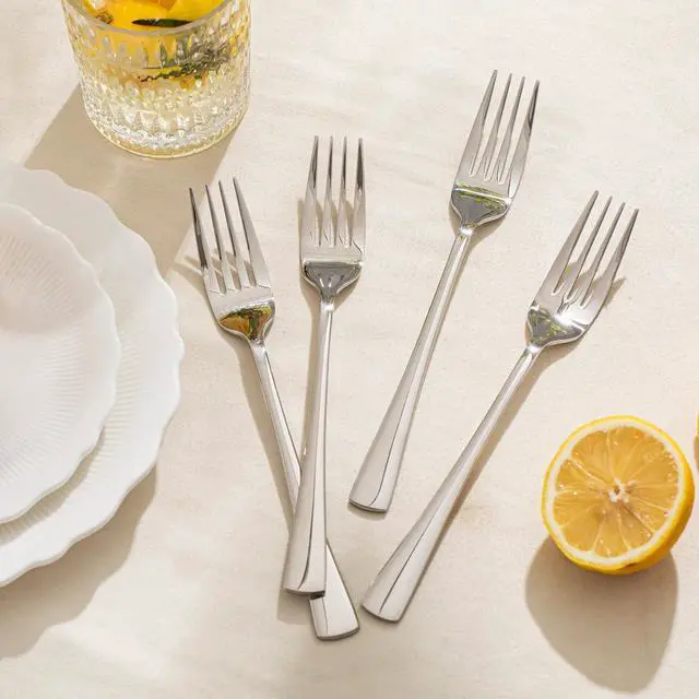 Alt view image 7 of 7 - KINGSTONE 24 Pieces Spoons and Forks Set, 18/10 Stainless Steel Flatware Cutlery Set, 12 Forks (8.18 inch) and 12 Spoons (8.18 inch), Mirror Polished Silverware for Home, Kitchen, Restaurant, Dishwash