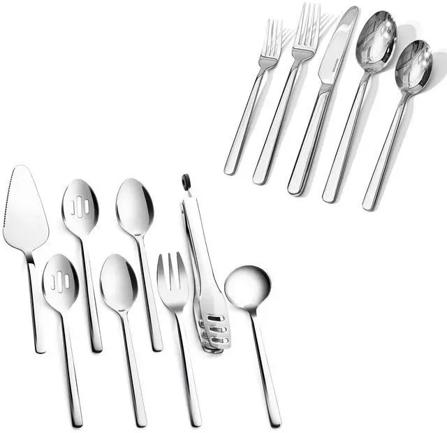 Main image of KINGSTONE Large Hostess Serving Utensils Sets and Forged 20-Piece Silverware Set