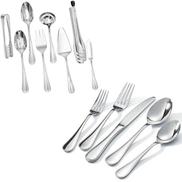 Main image of KINGSTONE Teardrop Silverware Set and 8 Piece Teardrop Serving Utensils Set
