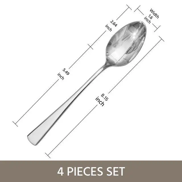 Alt view image 2 of 7 - KINGSTONE 8.15-Inch Dinner Spoons (Not Teaspoons), 4-Piece 18/10 Stainless Steel Table Spoon Set, Silver, Food Grade, Dishwasher Safe (Pack of 3)