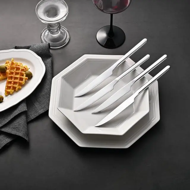 Alt view image 7 of 7 - KINGSTONE 12 PCS Stainless Steel Dinner Spoons & 8 PCS Stainless Steel Steak Knives