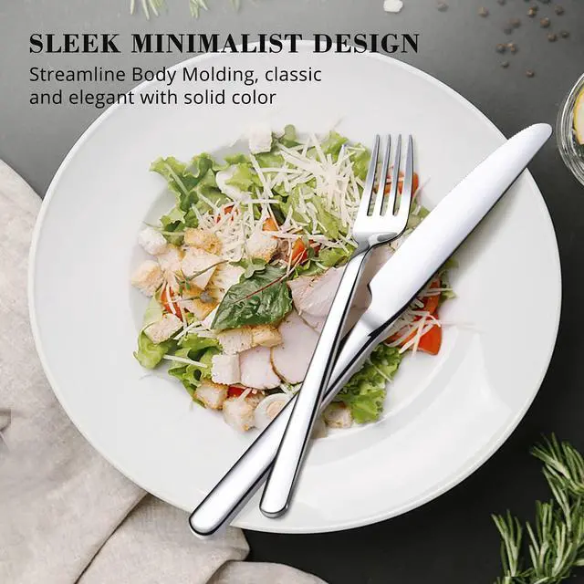Alt view image 3 of 6 - KINGSTONE Silverware Set, 20 Piece Flatware Cutlery Set for 4 and 100% French Linen Table Runner 72"
