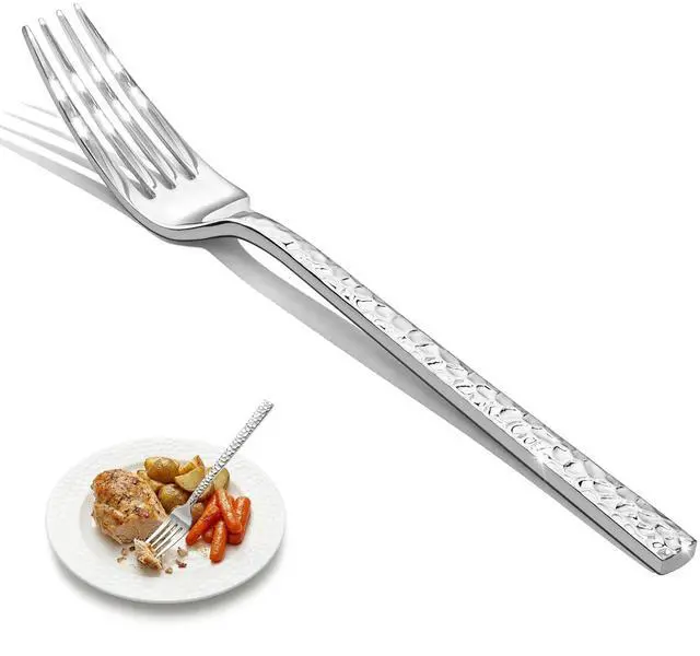 Main image of KINGSTONE 20 Piece Hammered Silverware Set and 4 Piece Hammered Dinner Forks Set