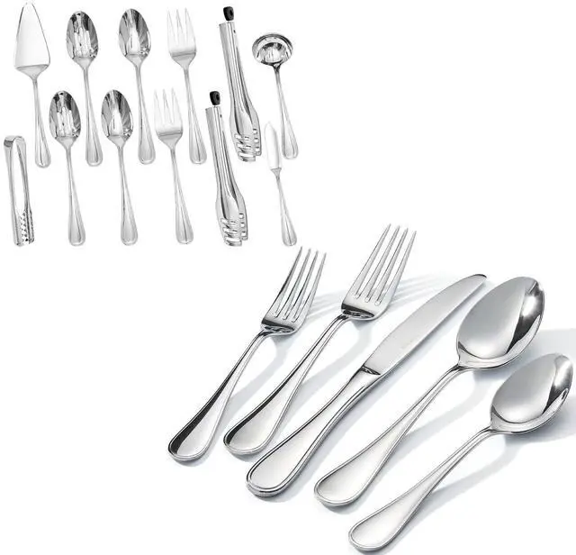 Main image of KINGSTONE Teardrop Silverware Set and 12 Piece Teardrop Serving Utensils Set