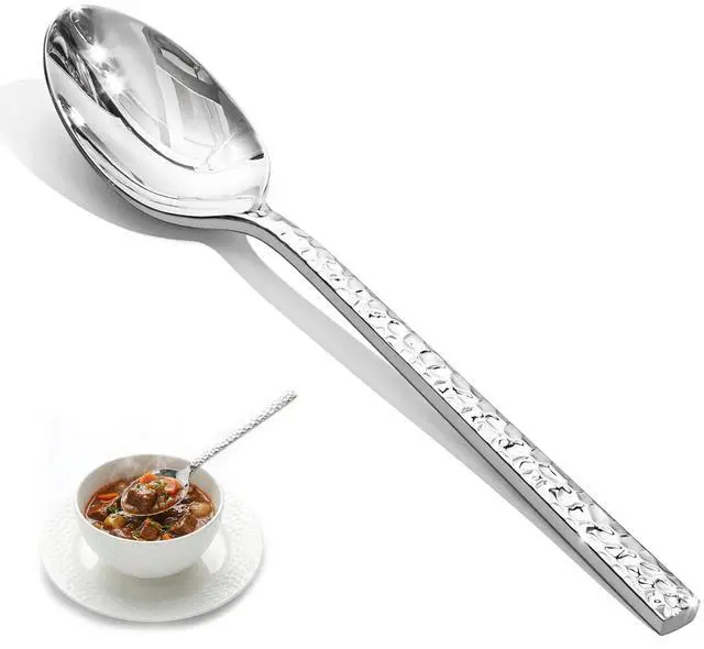 Main image of KINGSTONE 20 Piece Hammered Silverware Set and KINGSTONE 4-Piece Hammered Dinner Spoons Set