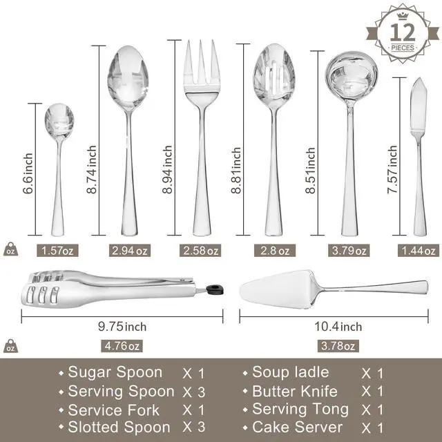 Alt view image 3 of 7 - KINGSTONE 60 Piece Hammered Silverware Set and 12 Piece Serving Utensils Set
