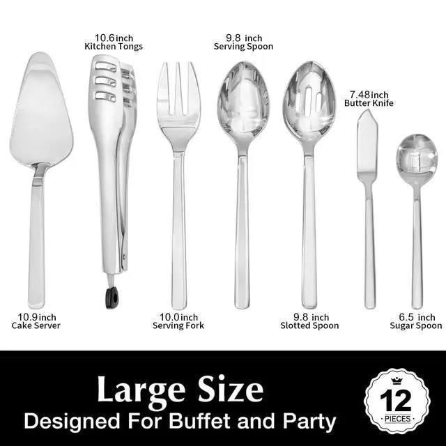 Alt view image 3 of 7 - KINGSTONE 40 Piece Hammered Silverware Set and 12 Piece Serving Utensils Set