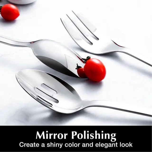 Alt view image 4 of 7 - KINGSTONE 40 Piece Hammered Silverware Set and 12 Piece Serving Utensils Set