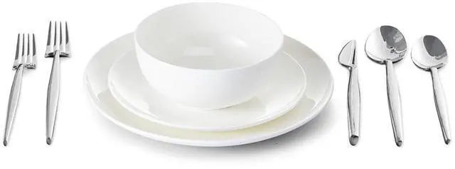 Main image of KINGSTONE Silverware Set and Bone China Dinnerware Sets, 12-Piece Dinnerware Set for 4