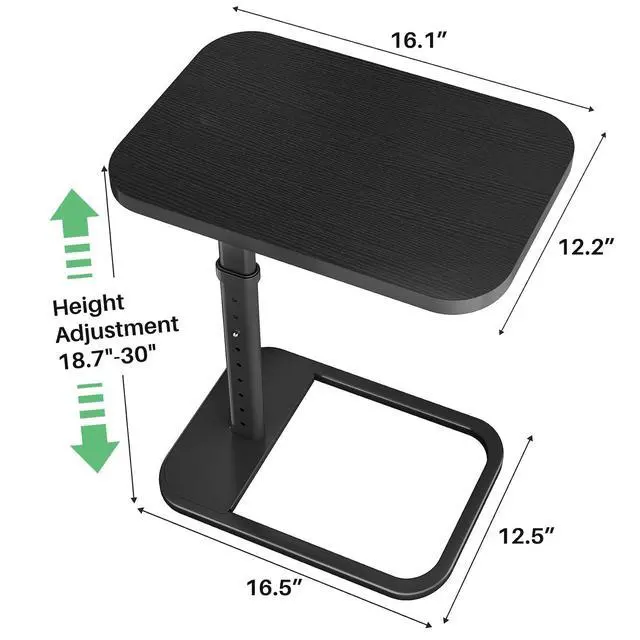 Alt view image 2 of 7 - Kitstorack Upgraded TV Tray Table with Panel Lock, Adjustable Height & 90° Flip-Over Design, Sofa Arm End Side Table for Eating, Dinner, Snack, Laptop, Couch, Bed, Chair or Small Spaces, Black