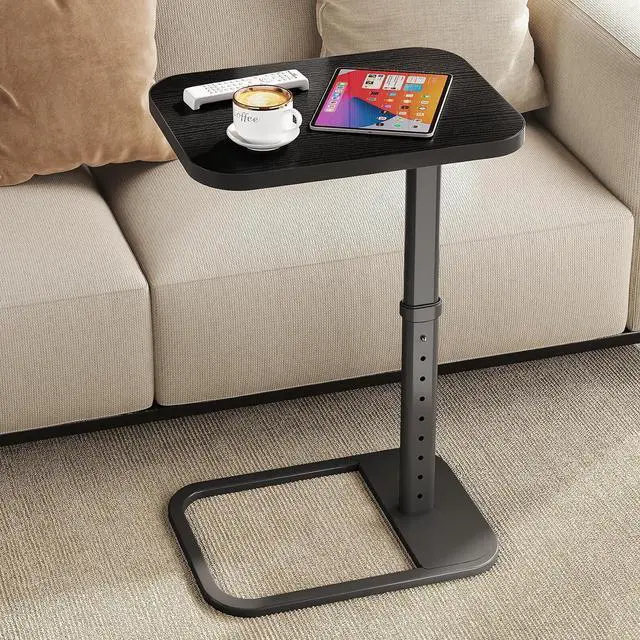 Main image of Kitstorack Upgraded TV Tray Table with Panel Lock, Adjustable Height & 90° Flip-Over Design, Sofa Arm End Side Table for Eating, Dinner, Snack, Laptop, Couch, Bed, Chair or Small Spaces, Black